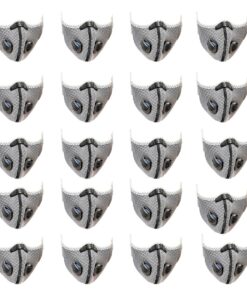 Double Valve Washable & Reusable Sports Face Mask - Grey - 50 Pack