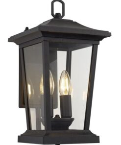 Down Facing Ornate Aluminium Lantern with Clear Glass