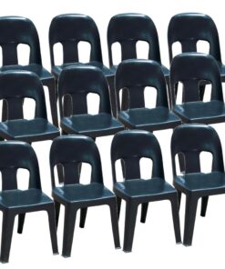 Durable Plastic Party Chair Combo Set of 12 - Black