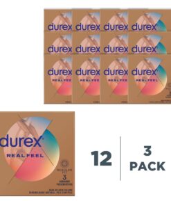 Durex 12 x 3s, Latex-Free, Lubricated Condoms, Real Feel