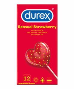 Durex 12's, Flavoured Condoms with Lube, Sensual Strawberry