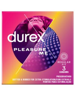 Durex 3's, Ribbed & Dotted Condoms, With lubricant, Pleasure Me