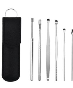 Ear Wax Removal Kit - 6 Piece With Travel Pouch - Black