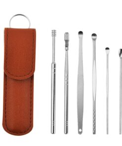 Ear Wax Removal Kit - 6 Piece With Travel Pouch - Brown