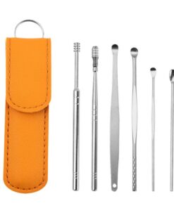 Ear Wax Removal Kit - 6 Piece With Travel Pouch - Orange