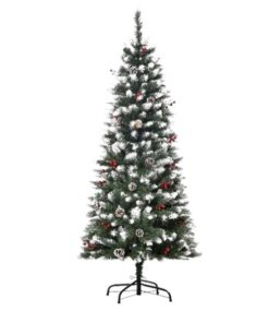 Elite Flocked Artificial Christmas Tree with D.I.Y Red Berries / Pine Cones - 150 cm