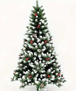 Enchanted Evergreen Christmas tree with red berries and pinecones - 150 cm