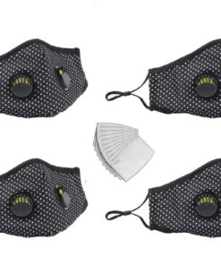 Face Mask - Easy Breathe Reusable Masks with 2 Duo Breathing Valves & 10 Filters - x 4