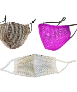 Fashion Mask Facemask Sequin Washable Bling Face Mask Combo - Gold + Diamond + Lilac