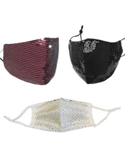 Fashion Mask Facemask Sequin Washable Bling Face Mask Combo - Pink + Black + Diamond