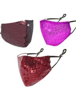 Fashion Mask Facemask Sequin Washable Bling Face Mask Combo - Pink + Lilac + Red