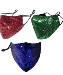 Fashion Mask Facemask Sequin Washable Bling Face Mask Combo - Red + Green + Blue