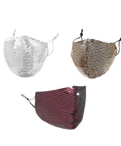 Fashion Mask Facemask Sequin Washable Bling Face Mask Combo - Silver + Gold + Pink