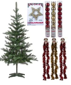 Festive Christmas Tree (Green) + Decorative Ornaments Combo