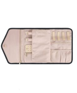 Foldable Travel Jewelry Organizer Rings Necklaces Jewelry Case - Black