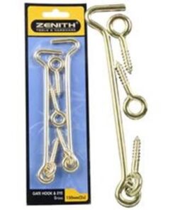 Gate-Hook & Eye Brassed 150mm 2 Piece Pack - 6 Pack