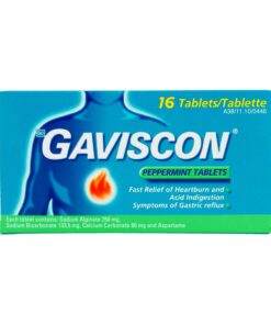 Gaviscon 16 s, Acid Reflux, Heartburn Medication, Tablets, Peppermint