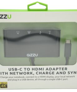 GIZZU USB-C to USB3 Hub/Dock - Ethernet - HDMI - Data & Charging Adapter