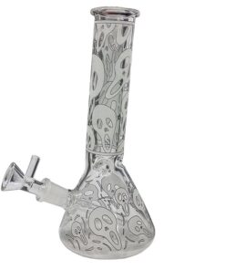 Glass Beaker Bong with Glow-In-The-Dark Ghost Mask