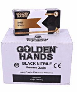 Golden Hands Black Nitrile Gloves - 10 Boxes of 100s - Case - S