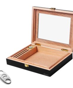 Heartdeco Cedar Wood Humidor Cigar Box and Cigar Cutter Set