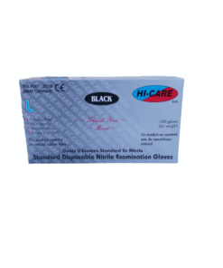 Hi-Care Black Nitrile Powder Free Examination Gloves - Large - 100s