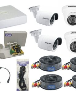 Hikvision 4CH 1MP Standard Bullet + Dome DIY KIT With Zatech Pre-made Cables