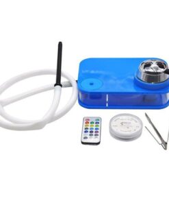 Hookah Shisha Hot Box - Changeable LED Lights - Tong - Pipes & Remote - Blue