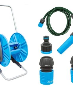 Hose Reel Trolley with Fittings and Connection Hose (6PC)