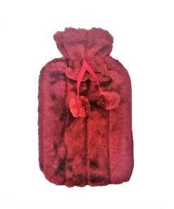 Hot Water Bottle with luxurious soft cover - Red