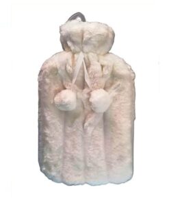 Hot Water Bottle with luxurious soft cover - White