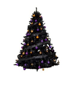 Irish Fair Black Christmas Tree With LED Lights And Decor - 180 cm