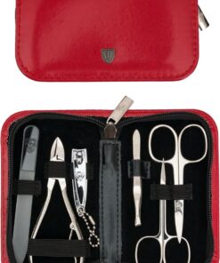 Kellermann Manicure Set Premium Steel - Red Faux Case - 7831 PN - 6 Piece