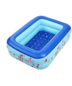 Kids Inflatable 2 Rings Rectangular Swimming Pool - Blue
