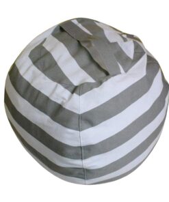 Kids Stuffed Animal Storage Bean Bag Chair - Grey Stripe