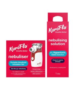 Kuraflo Handheld Mesh Nebuliser + 1L Kuraflo 3% Nebulising Solution