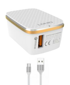 LDNIO QC3.0 18W Adaptive Fast Charging Travel USB Charger & Type-C Cable