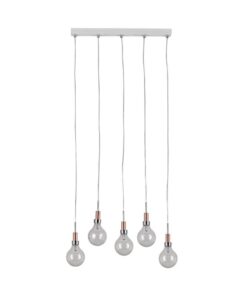 LED Pendant 5LT Copper with Glass Shades