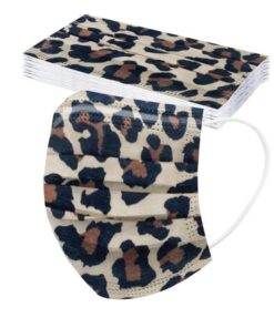 Leopard print disposable 3 ply masks - 10 in a pack