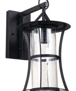 Long Black Die Cast Aluminium Lantern with Speckled Glass Lantern