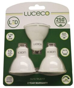 Luceco - Gu10, 3W, 250Lm, Neutral White, 4000K, Non-Dim, LED Globe