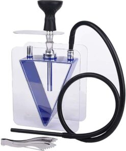 Luxury Acrylic Triangle Hookah Hubbly Tobacco Shisha Pipe Set - Blue