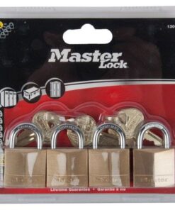 Mackie 40mm Keyd Alike Master Brass Pad Lock - 4 Pack