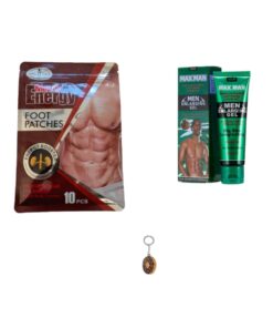 Max Man Enlarging Gel (Green) & Men's Energy Foot Patches & Keyring