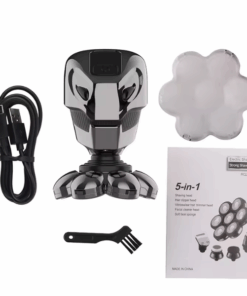 Men Cordless Shaver For Clean Shave, Nose and Ear Trimming, 5 in-1 - Silver