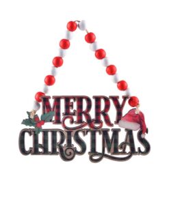 Merry Christmas Wood Door Hanging Sign Christmas Decoration Ornaments Santa - Green And Red