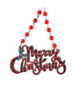 Merry Christmas Wood Door Hanging Sign Christmas Decoration Ornaments Santa - Red
