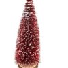 Mini Christmas Pine Tree With Snow And Wood - 16cm - Red