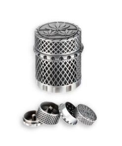 Mini Herb Grinder 4 Piece Aluminum - Leaf design