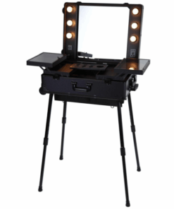Mobile Lighted Makeup  Station with LED Mirror - Black